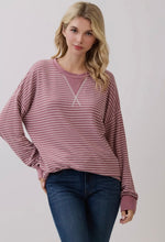 Load image into Gallery viewer, Marsala Striped Crewneck Pullover