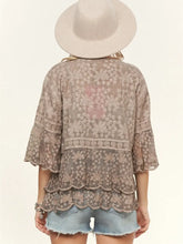 Load image into Gallery viewer, Bell Sleeve Lace Top Khaki