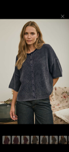 Load image into Gallery viewer, Washed Ribbed Short Sleeve Cardi Navy