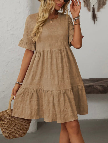Women Ruffle Sleeve Tiered Flowy Dress