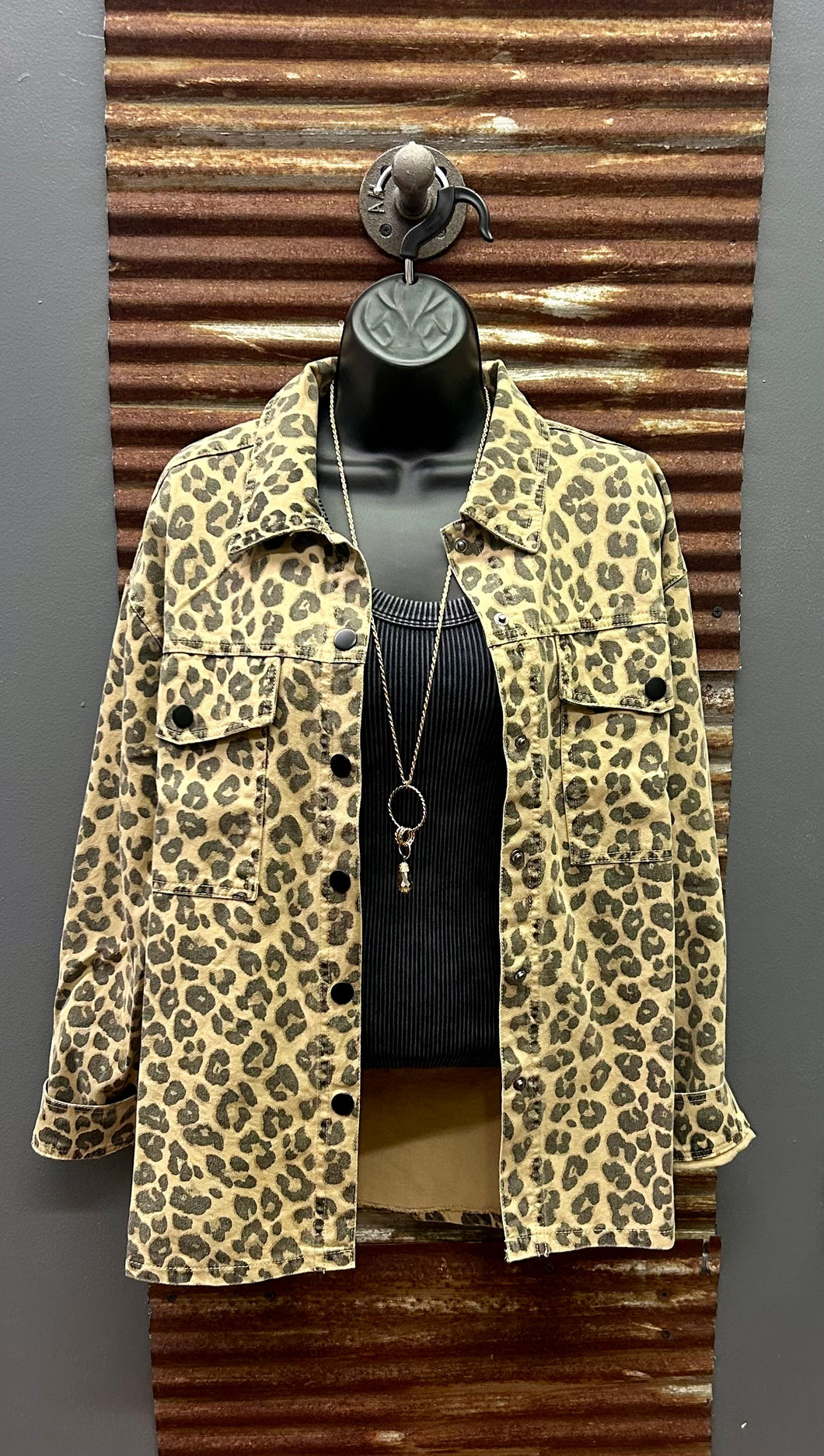 Leopard Print Button Down Jacket