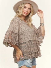 Load image into Gallery viewer, Bell Sleeve Lace Top Khaki