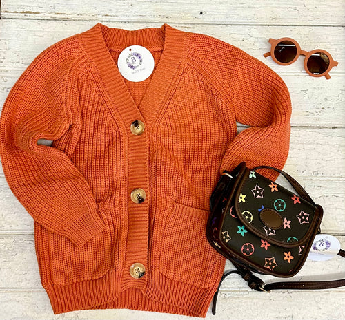 Oversized Orange Sweater Cardigan