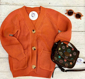 Oversized Orange Sweater Cardigan