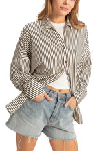 Load image into Gallery viewer, Striped Button-Up Shirt Black