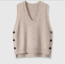Load image into Gallery viewer, Vintage V-Neck Sweater Vest Tan