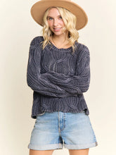 Load image into Gallery viewer, Ribbed Textured Knit Sweater Navy