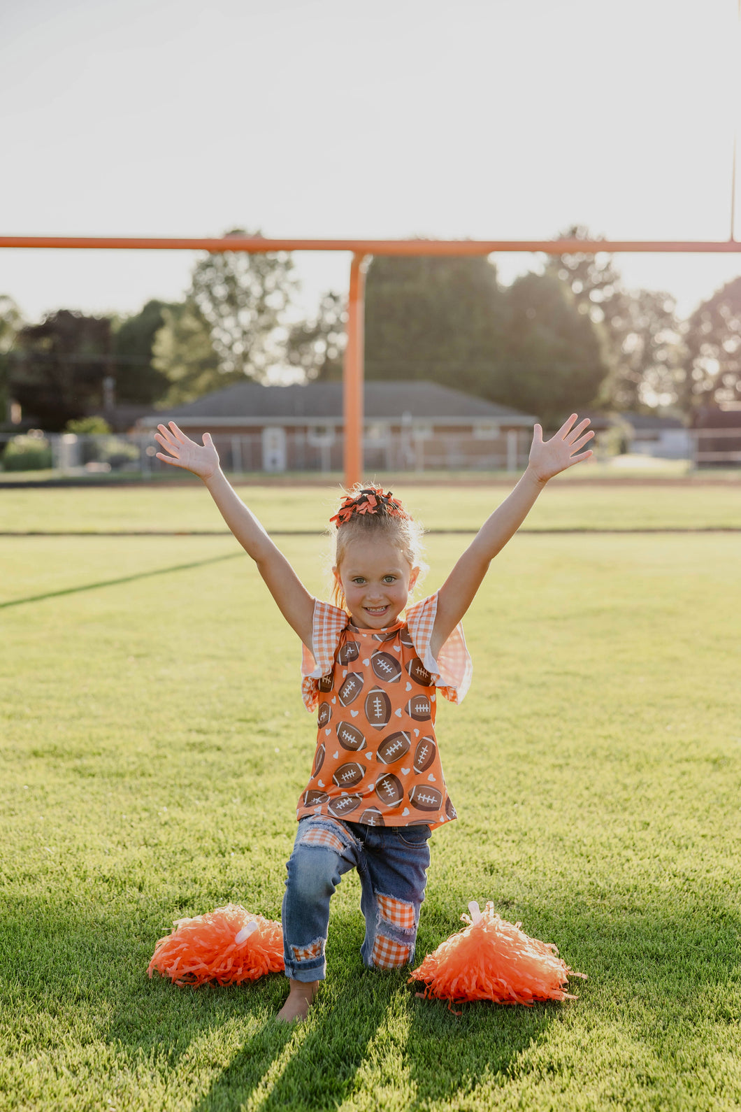 Orange Gingham Football Shirt