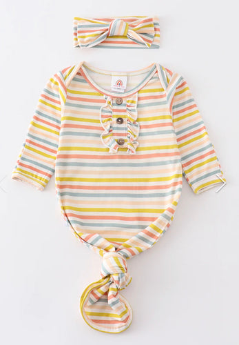 Bamboo Stripe Gown & Bow