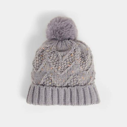 Grey Confetti Pom Hat