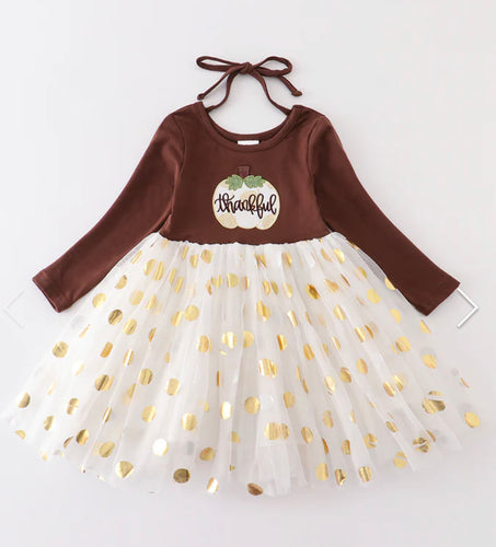 Thankful Pumpkin Gold Tutu Dress