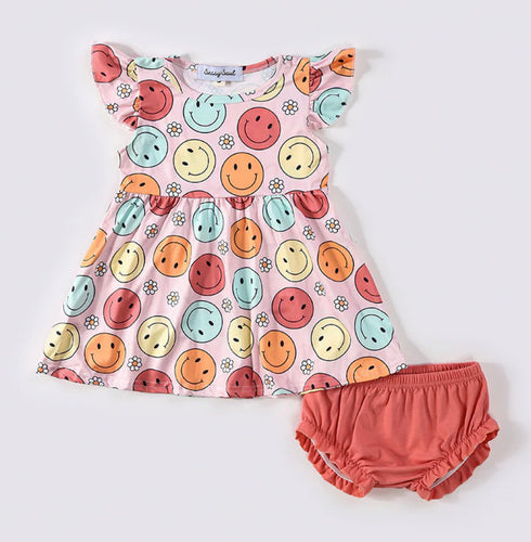 Smiley Print Bloomers Set