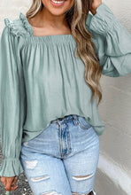 Load image into Gallery viewer, Green Square Neck Blouse
