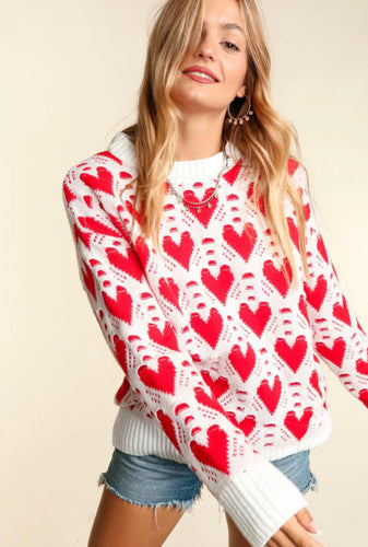 Ivory Heart Sweater PLUS