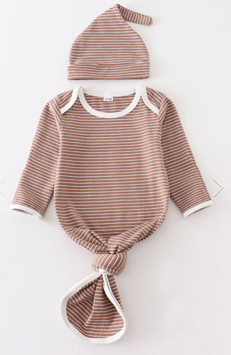 Brown Stripe Baby Gown