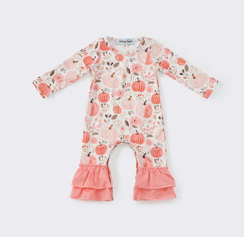 Pink Floral Pumpkin Romper