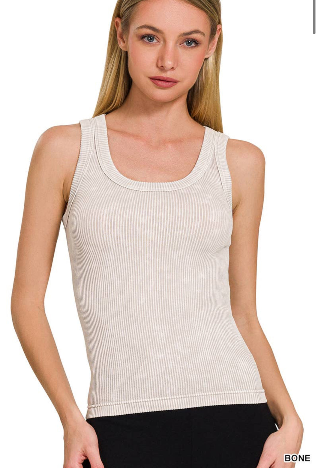 Bone Washed Ribbed Tank