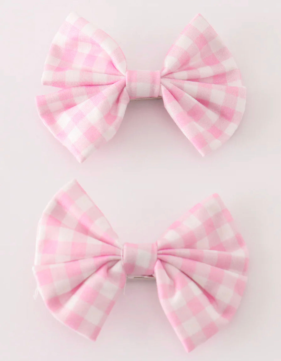 Pink Gingham Piggy Bows