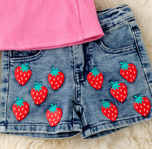 Strawberry Denim Shorts