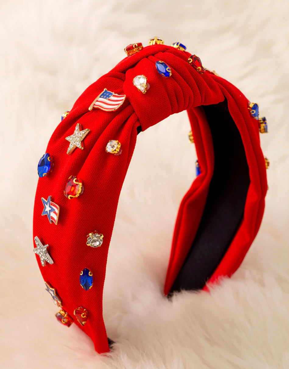 Red Flag Beaded Headband