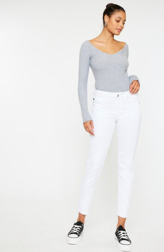 Kancan Mid Rise White Skinny Jeans