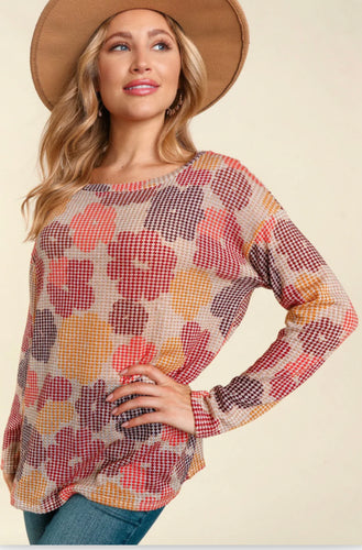 Taupe & Rust Floral Vintage Top