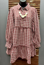 Load image into Gallery viewer, Merlot Plaid Tiered Dress