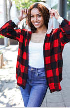 Load image into Gallery viewer, Red Plaid Hooded Jacket