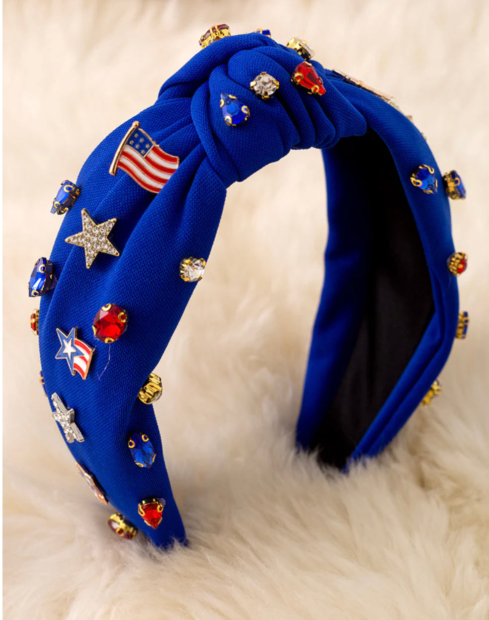 Blue Flag Beaded Headband