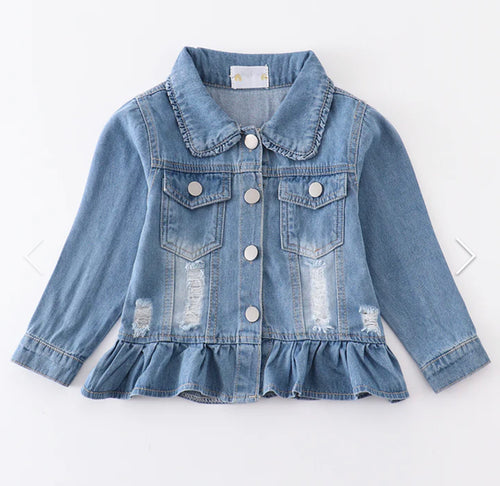 Denim Ruffle Jean Jacket