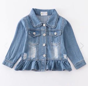 Denim Ruffle Jean Jacket
