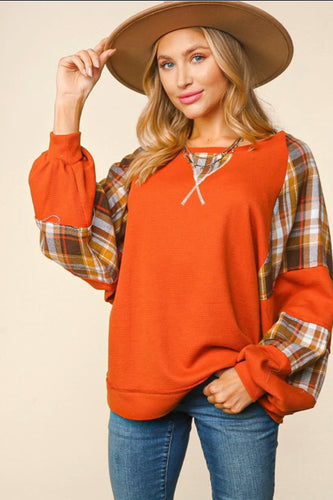 Rust & Mustard Thermal Plaid Pullovero