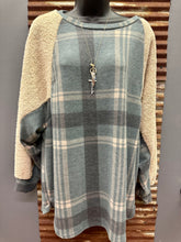 Load image into Gallery viewer, Jade Plaid Contrast Pullover