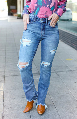 Judy Blue Mid Rise Distressed Jeans