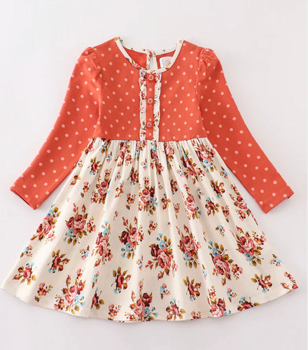 Rust Dot Floral Dress