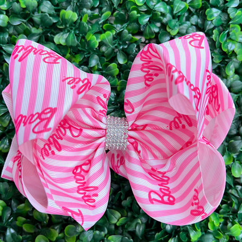 Pink Stripe Character Bow