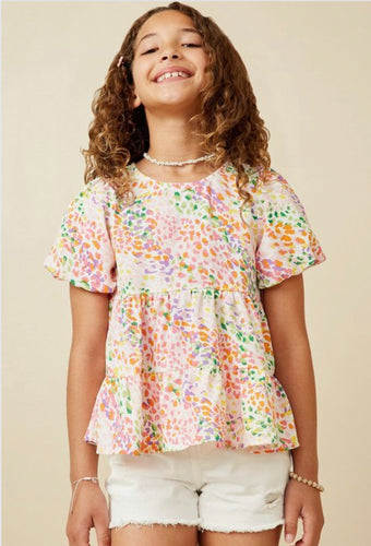 Pink Mix Dot Peplum
