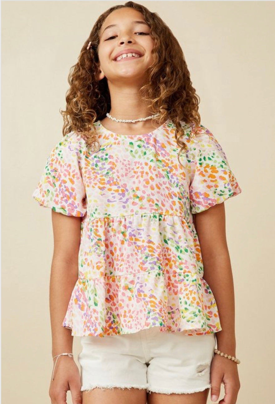 Pink Mix Dot Peplum