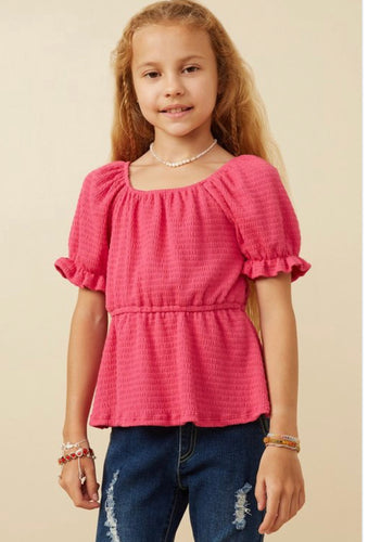 Fuchsia Smocked Babydoll Top