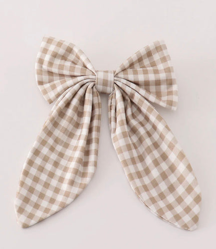Khaki Gingham Bow