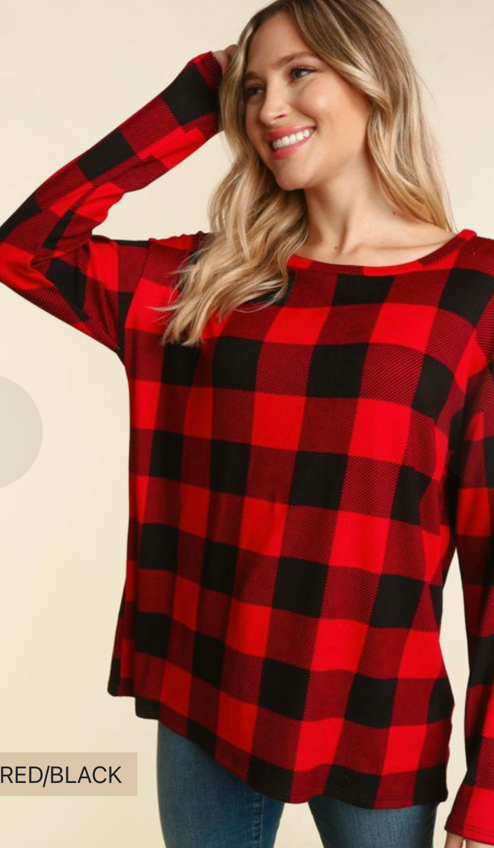 Red & Black Plaid Top
