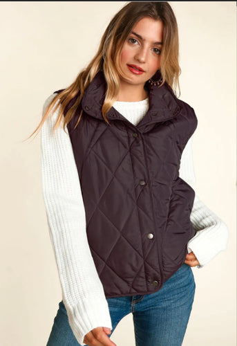 Black Quilted Puffer Vest PLUS