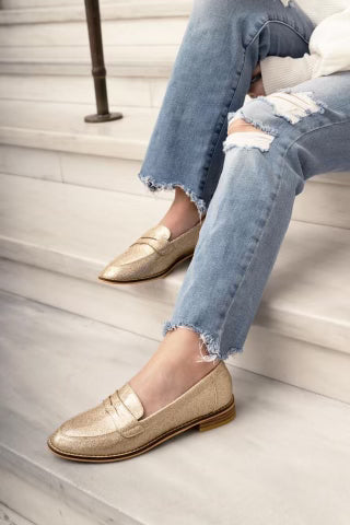 Gold Glitter Loafers