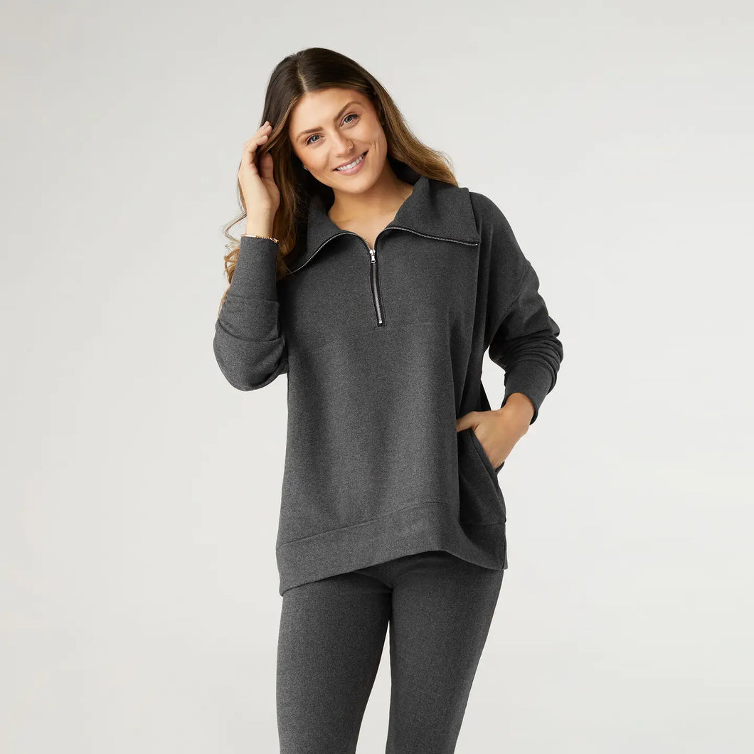 Charcoal Weekend Brushed Half Zip