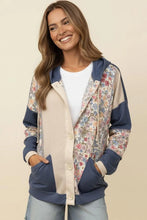 Load image into Gallery viewer, Blue Rib Floral Color Block Jacket