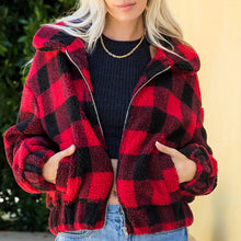 Load image into Gallery viewer, Red Buffalo Plaid Zip Jacket