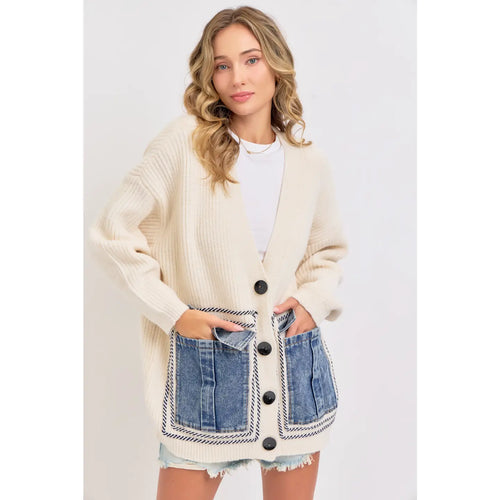 Denim Pocket Knit Sweater