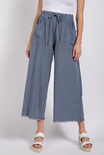 Load image into Gallery viewer, Slate Blue Wide Leg Frayed Pants