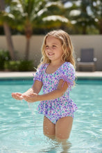 Load image into Gallery viewer, Purple Floral Skirted Swimsuit