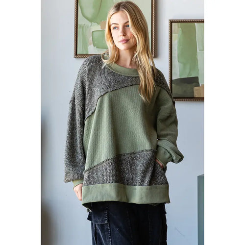 Olive Sweater Knit Top